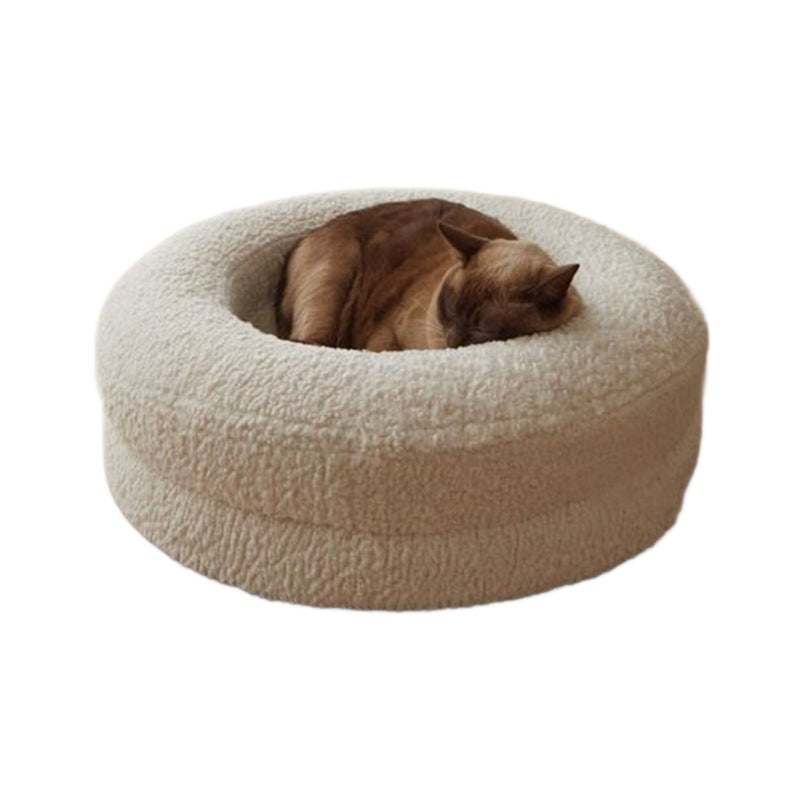 Solid Color Round Pet Bed Comfortable Household Design
