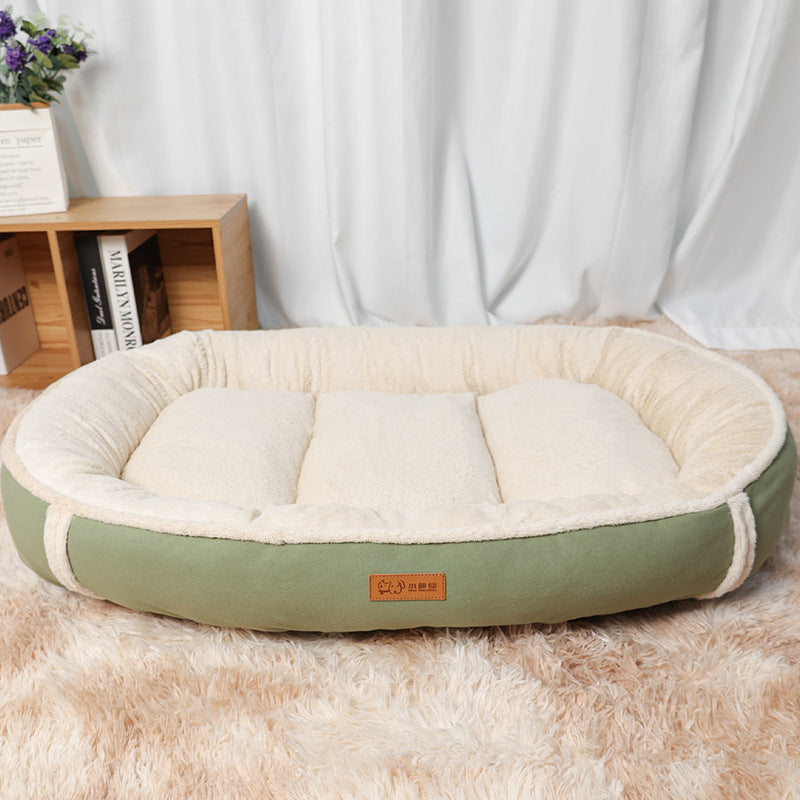 Round Linen Pet Bed Non-Slip Comfortable Nest