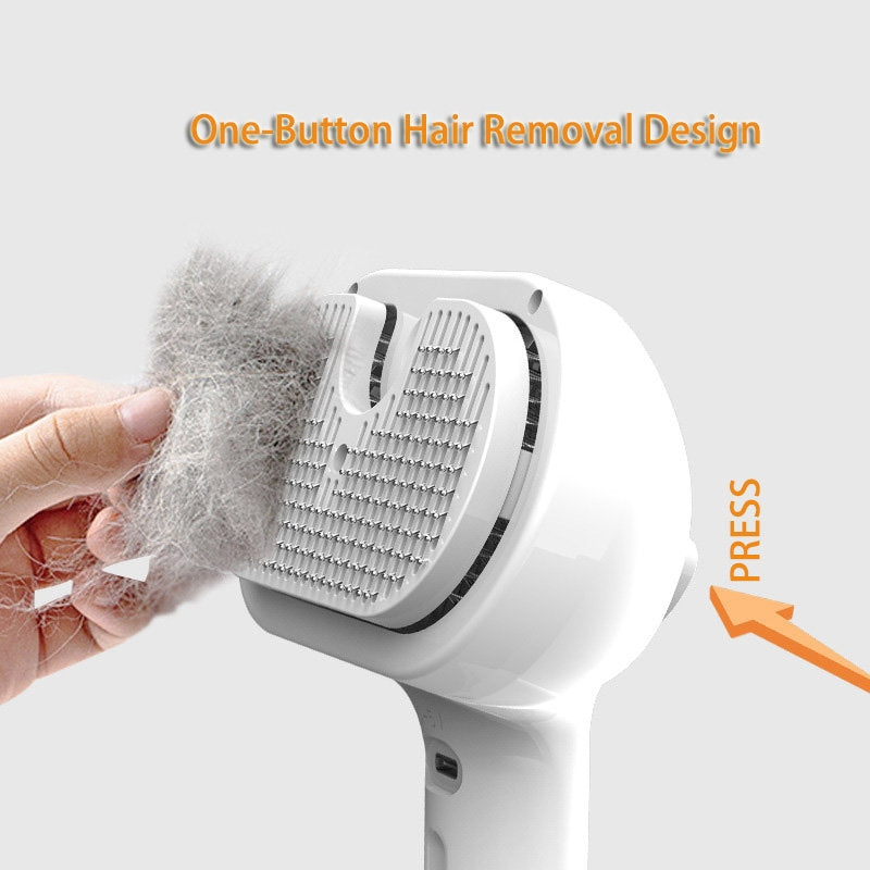 Self-Cleaning Pet Hair Remover Brush With Dematting Comb