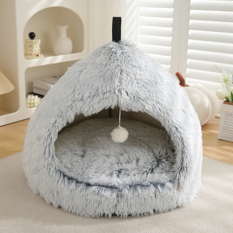 Plush Winter Pet Bed Soft Cozy Warm Sleeping Nest