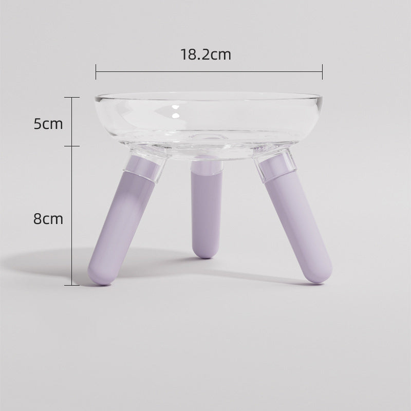 Transparent Glass Pet Feeding Bowl Anti Knock Water Food Dish