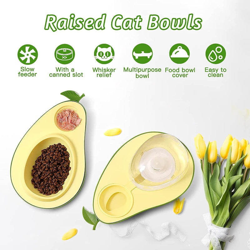 Automatic Pet Water Bottle And Slow Feeding Bowl Avocado Shape