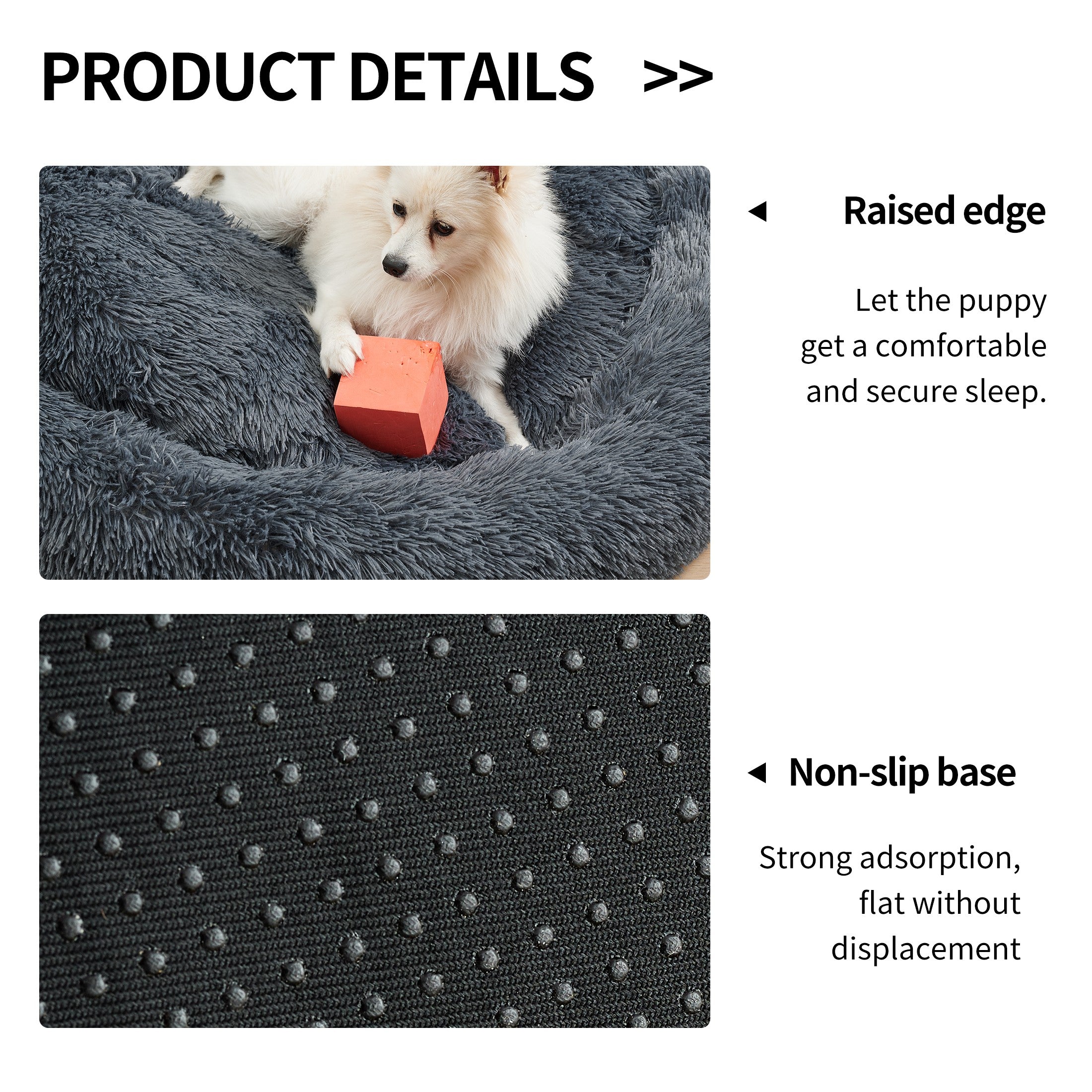 Indoor Round Donut Pet Bed Soft Washable Comfortable Design
