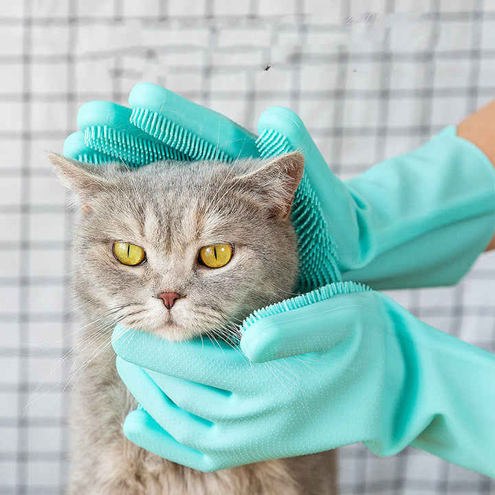 Silicone Pet Grooming Brush And Massage Bath Gloves