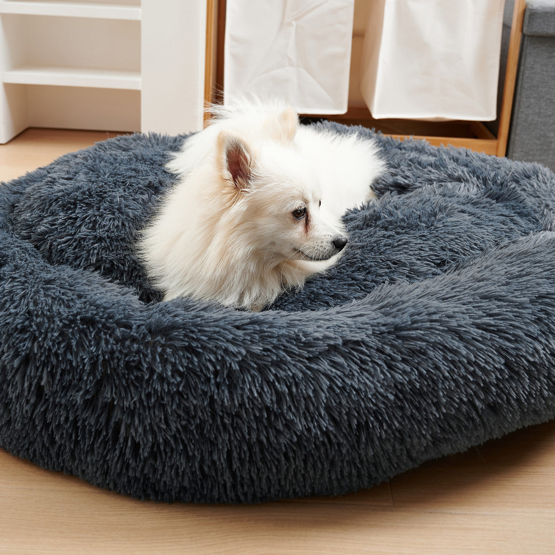 Indoor Round Donut Pet Bed Soft Washable Comfortable Design