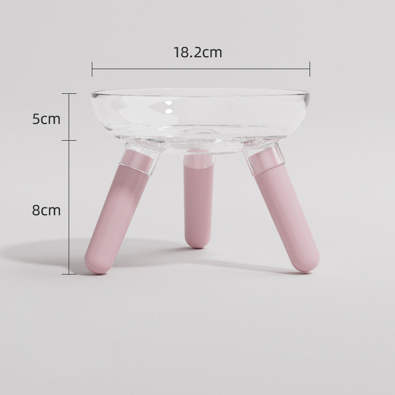 Transparent Glass Pet Feeding Bowl Anti Knock Water Food Dish