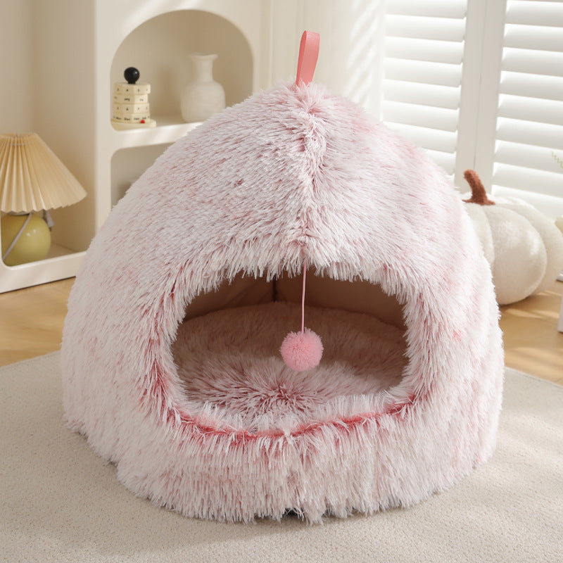 Plush Winter Pet Bed Soft Cozy Warm Sleeping Nest