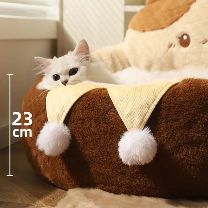 Round Soft Pet Bed Warm Cushion Deep Sleep Design