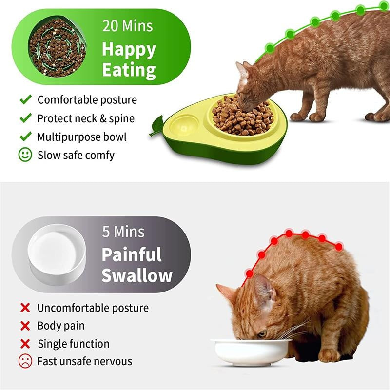 Automatic Pet Water Bottle And Slow Feeding Bowl Avocado Shape