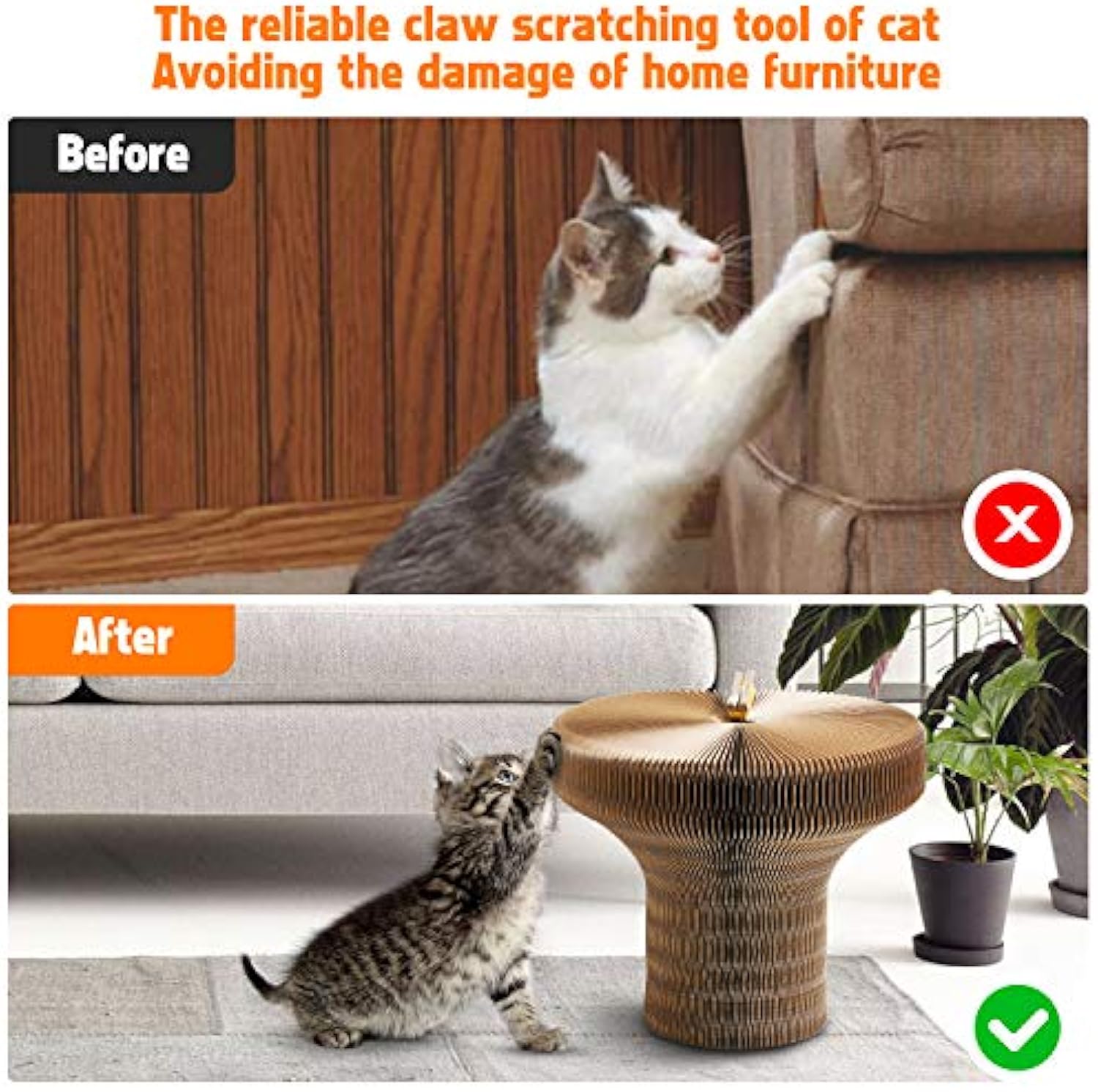 Collapsible Round Cardboard Pet Scratcher And Lounge Bed