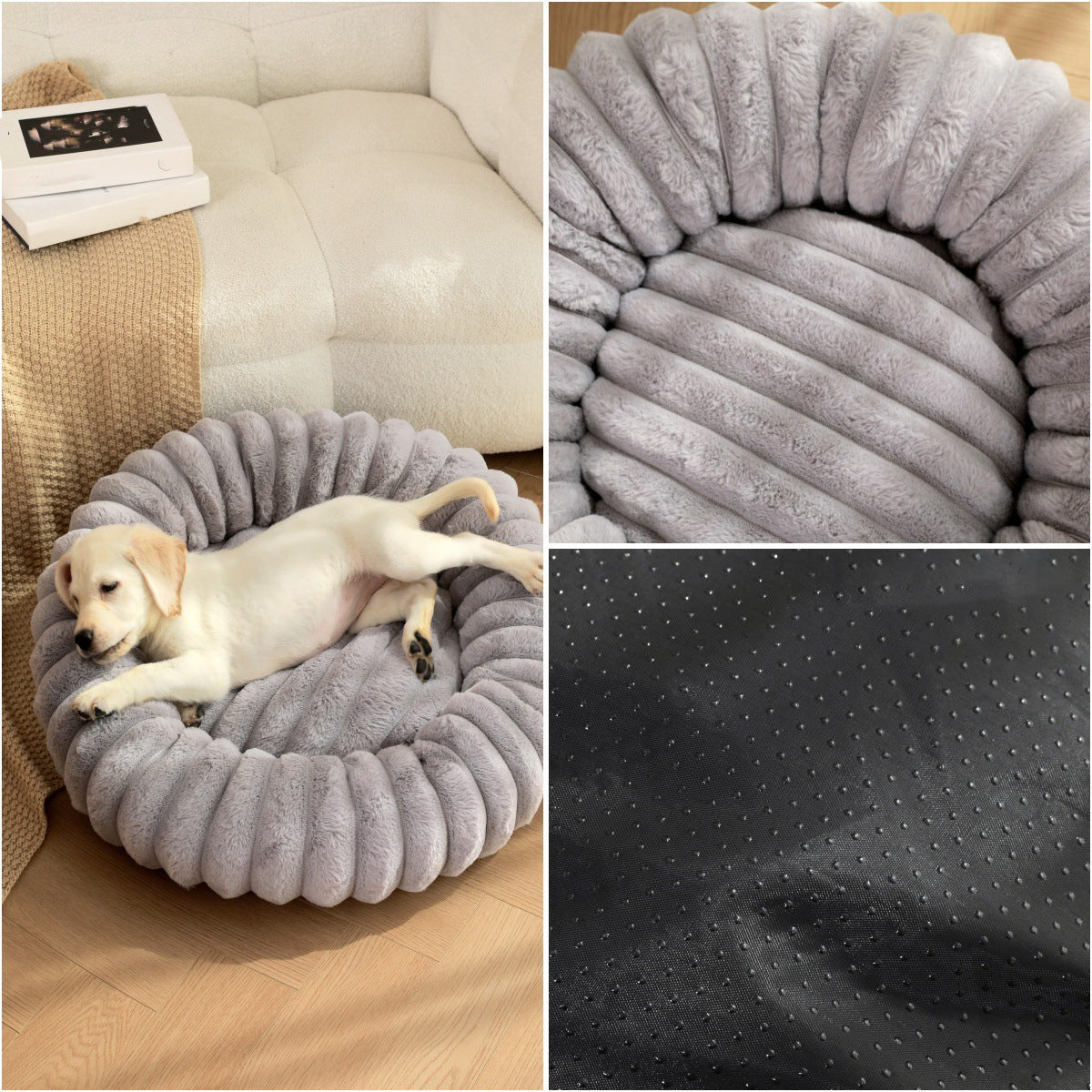 Plush Round Pet Bed Long Hair Warm Comfortable Winter Nest