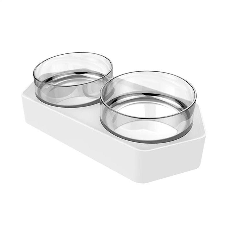 Ceramic Double Pet Feeding Bowl Elevated Neck Protection Design