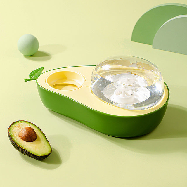 Automatic Pet Water Bottle And Slow Feeding Bowl Avocado Shape