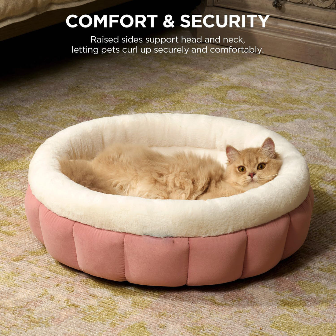 Round Donut Pet Bed Washable Anti Slip Comfortable Design