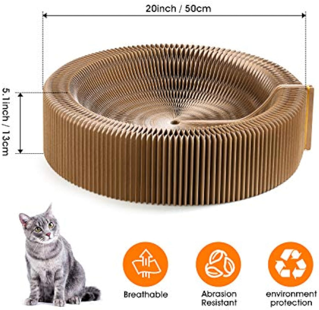 Collapsible Round Cardboard Pet Scratcher And Lounge Bed