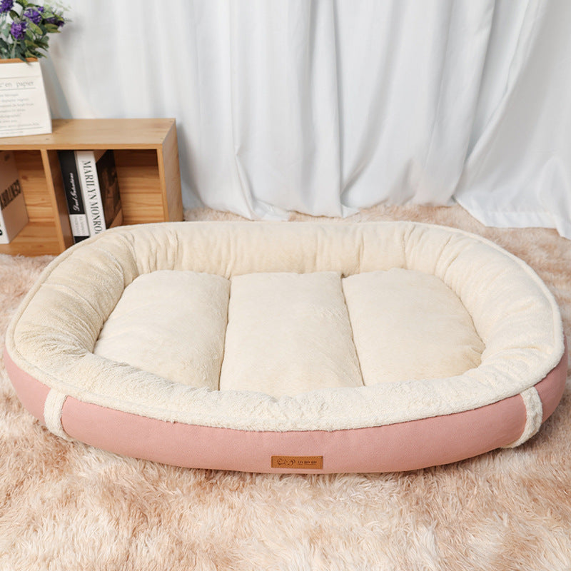 Round Linen Pet Bed Non-Slip Comfortable Nest