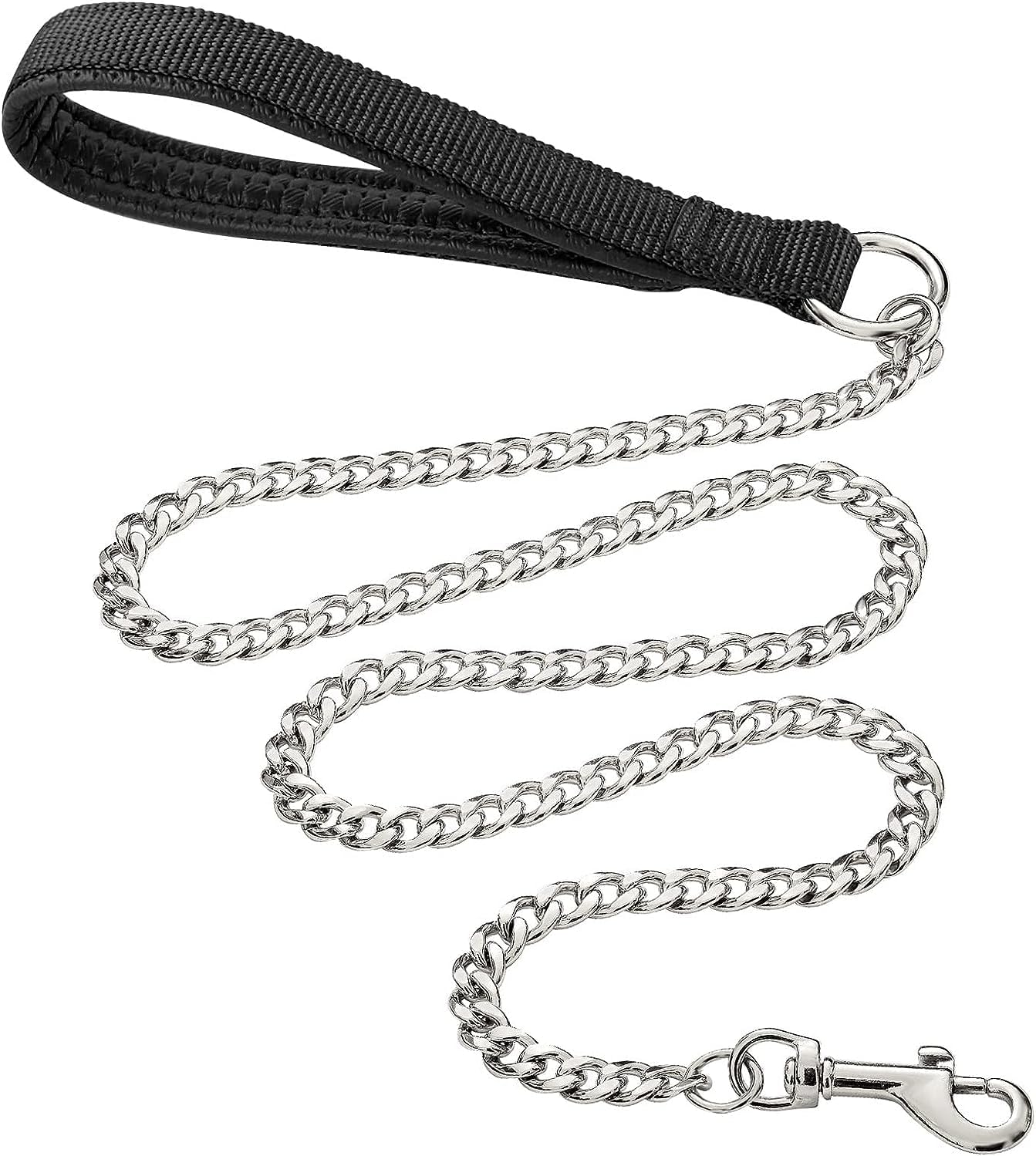 Heavy-Duty Metal Pet Leash Chew-Proof Chain With Padded Handle