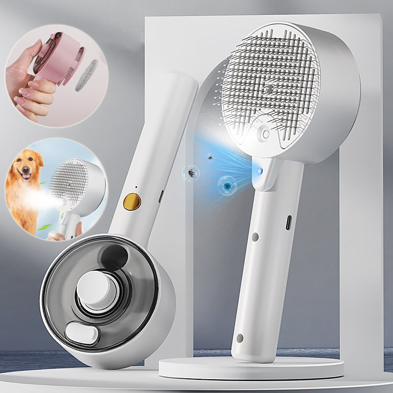 Self Cleaning Pet Grooming Brush Steam Hair Remover Tool