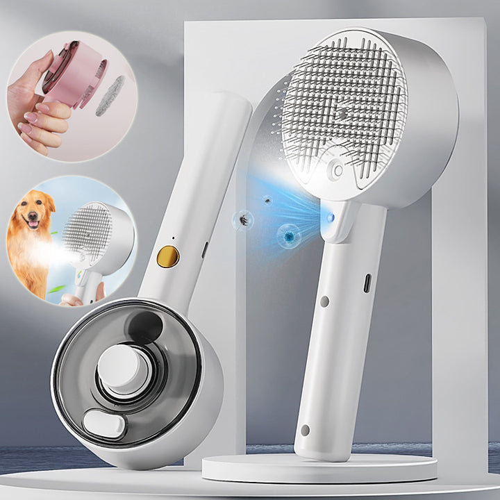 Self Cleaning Pet Grooming Brush Steam Hair Remover Tool