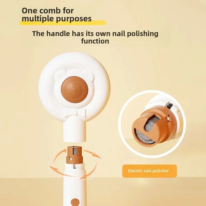 Rechargeable Two-In-One Electric Pet Nail Trimmer And Grooming Brush