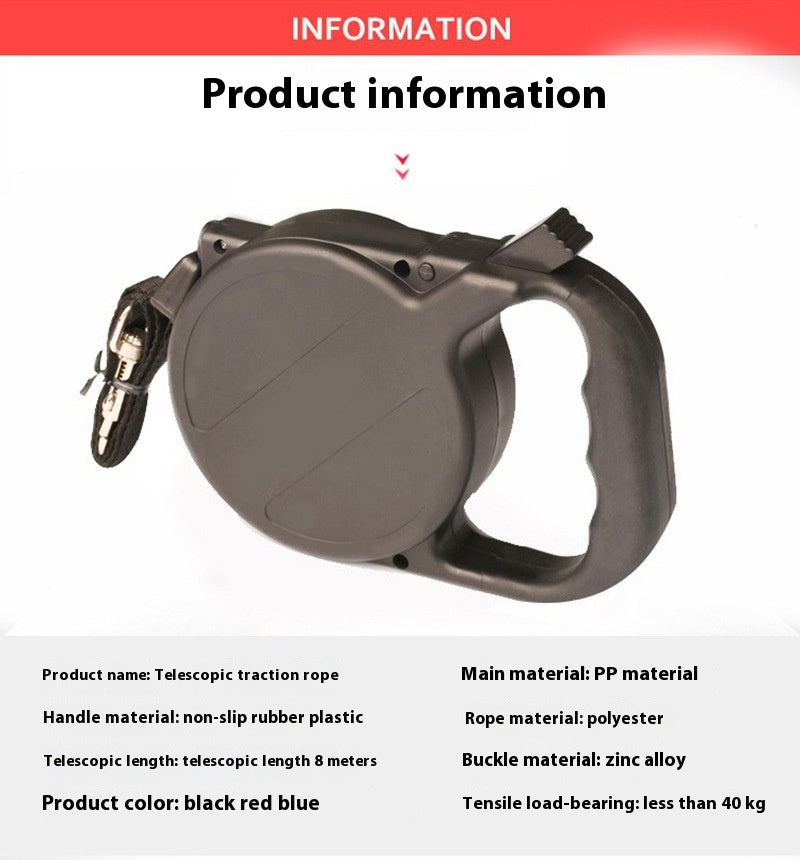 8m Nylon Retractable Pet Leash Durable Walking Strap