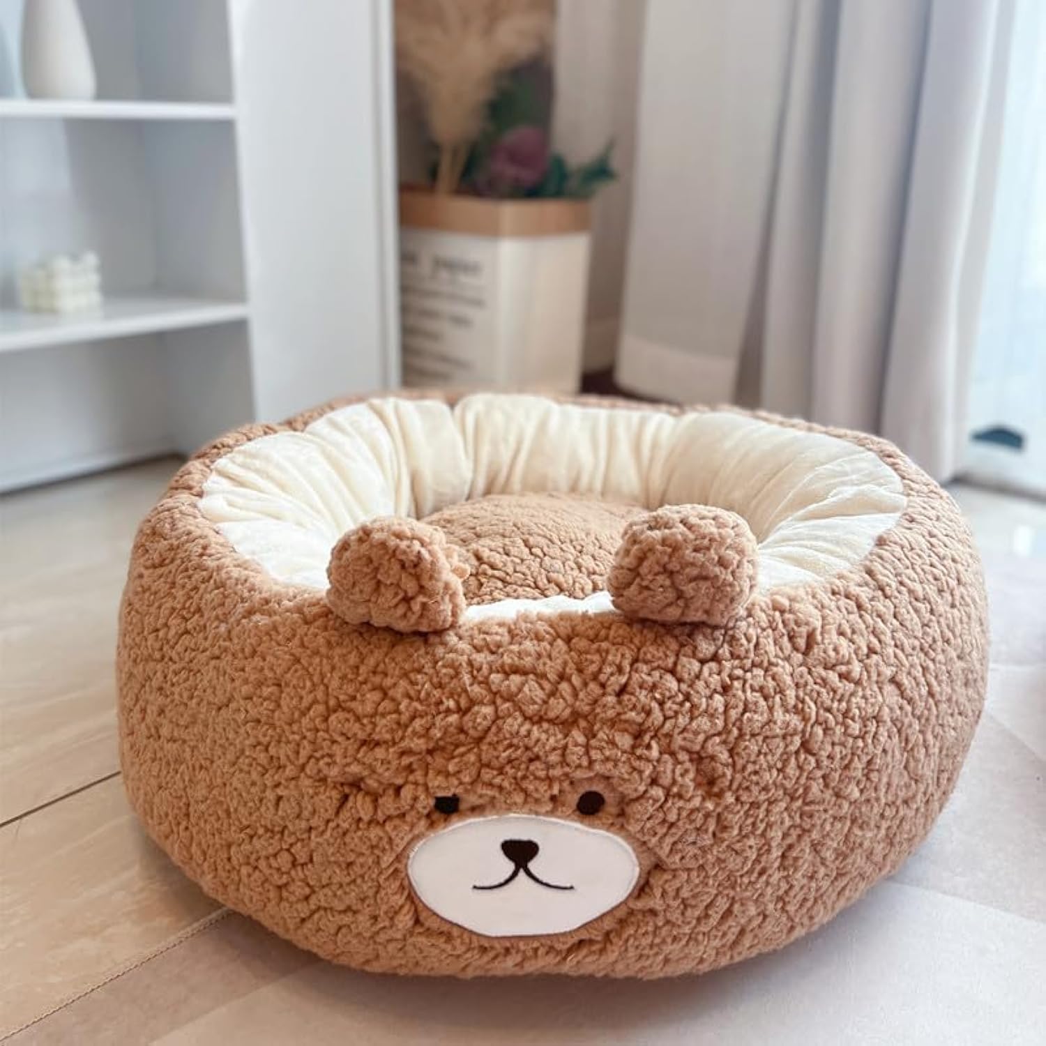 Cartoon Plush Pet Nest Cushion Round Soft Bed For All Seasons