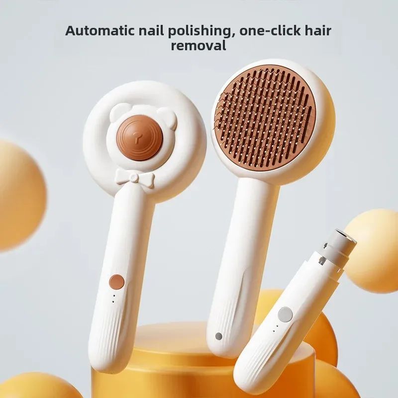 Rechargeable Two-In-One Electric Pet Nail Trimmer And Grooming Brush